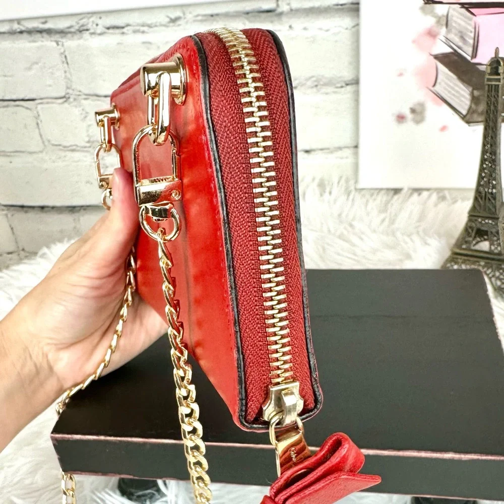 Chloe red leather custom paint crossbody wallet on chain - Picture 5 of 16